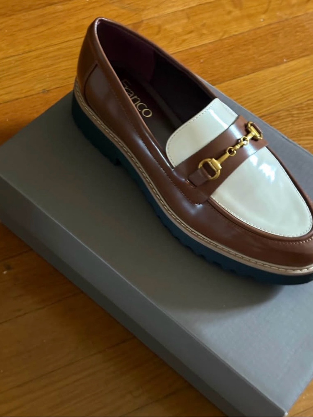 Franco Sarto Brown & White Loafers